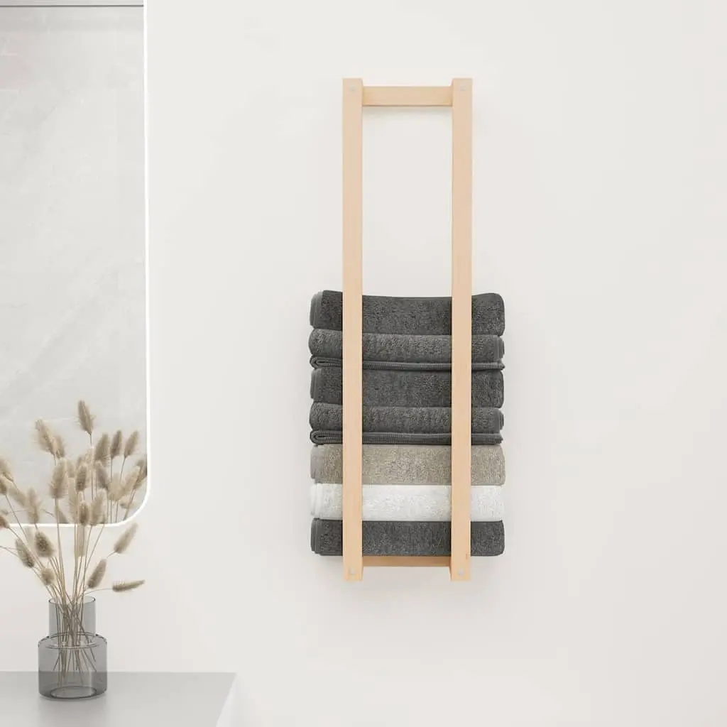 Towel Rack Wall-Mounted Solid Pine Wood Brown 23x18x90cm