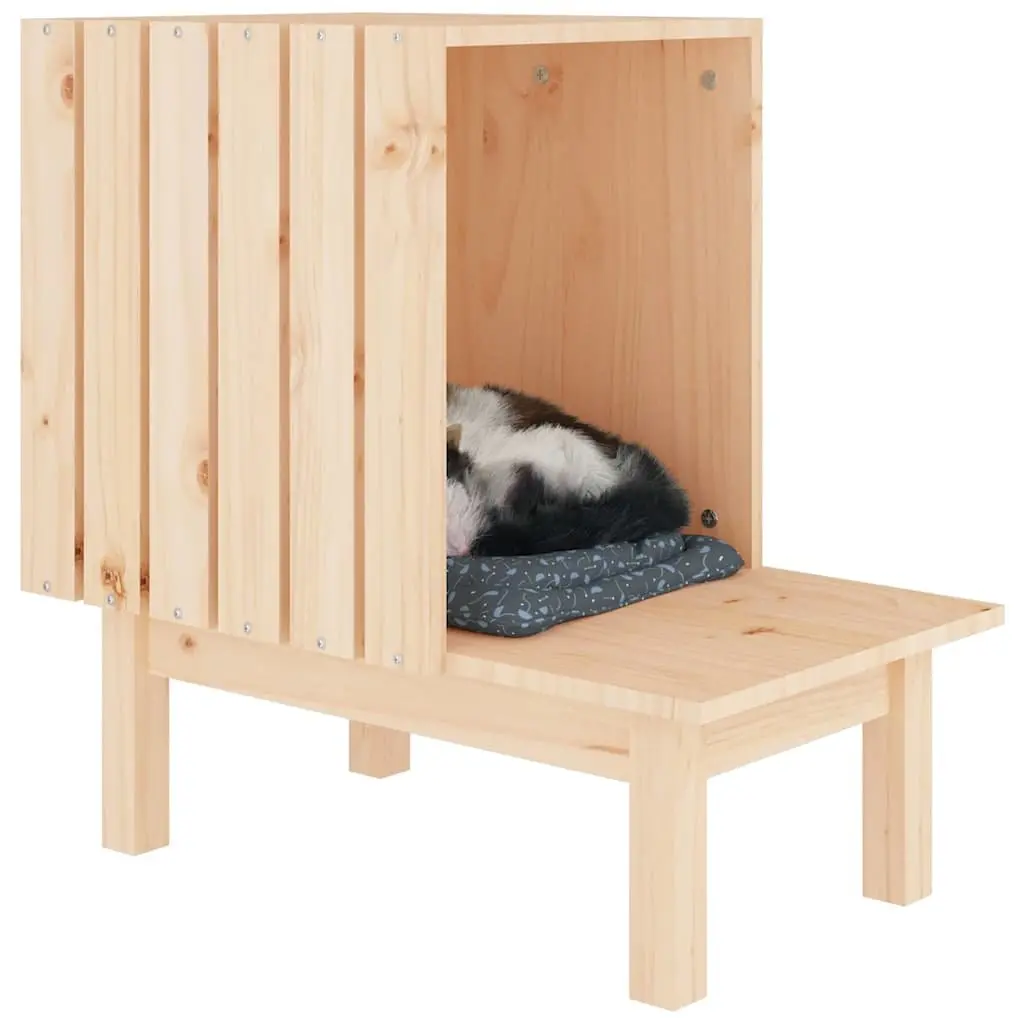 Cat House Solid Pine Wood Shelter 60x36x60 cm