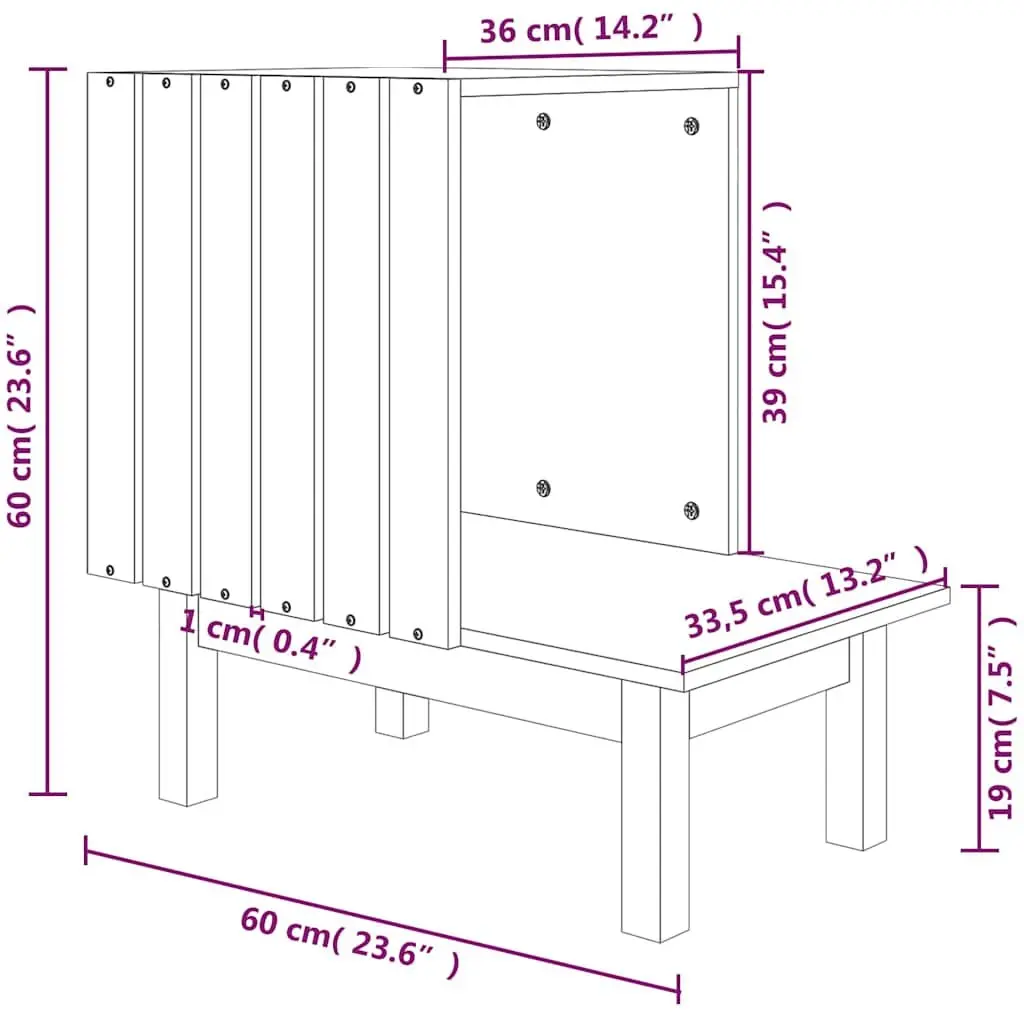 Cat House Solid Pine Wood Shelter 60x36x60 cm