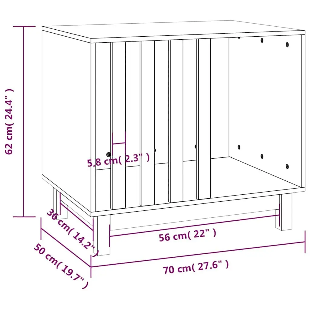 Dog House Wooden Outdoor Kennel Shelter Rectangular 60 x 45 x 57 cm Brown