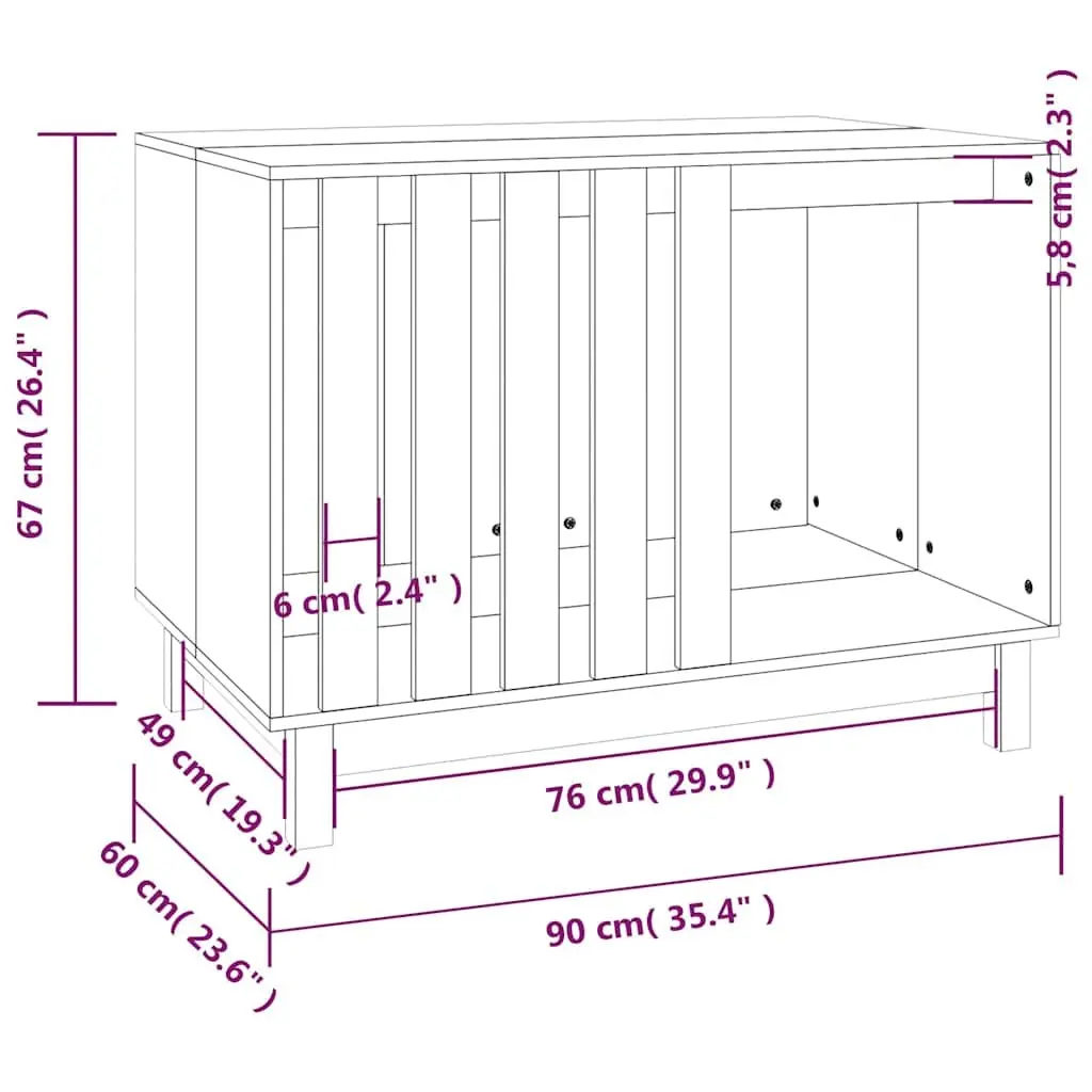 Dog House 90x60x67 cm Solid Wood Pine Pet Shelter Outdoor Indoor Cozy Bed