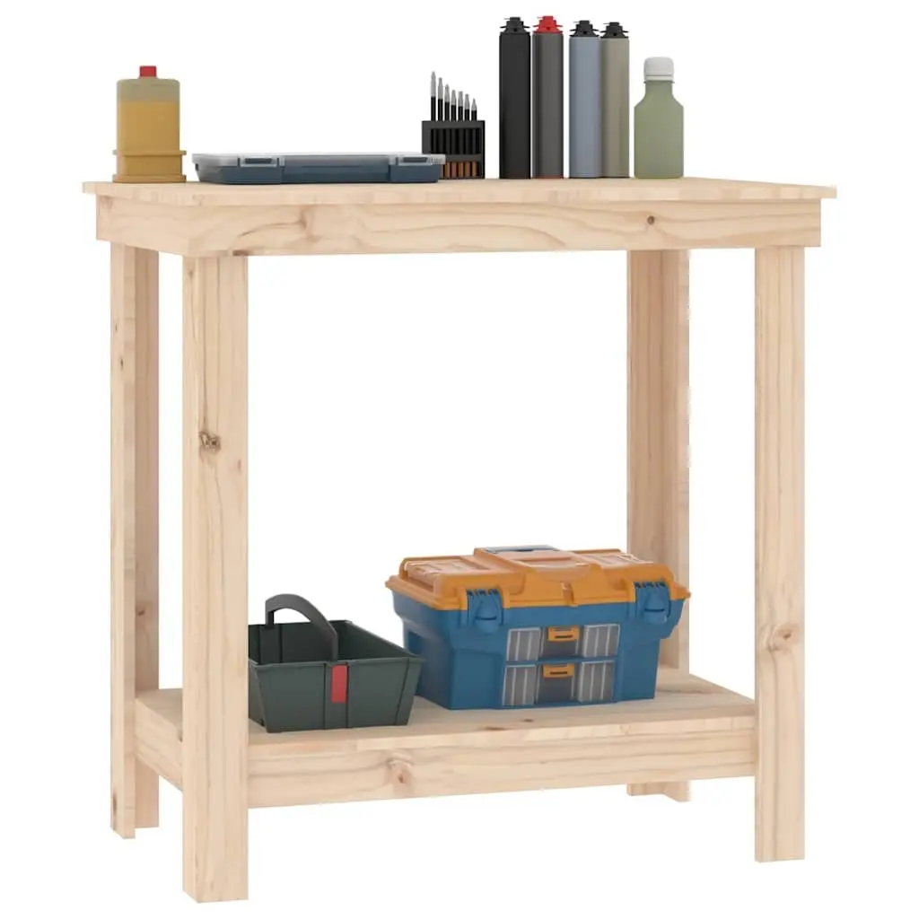 Work Bench 80x50x80 cm Solid Wood Pine Storage Table Garage Workshop