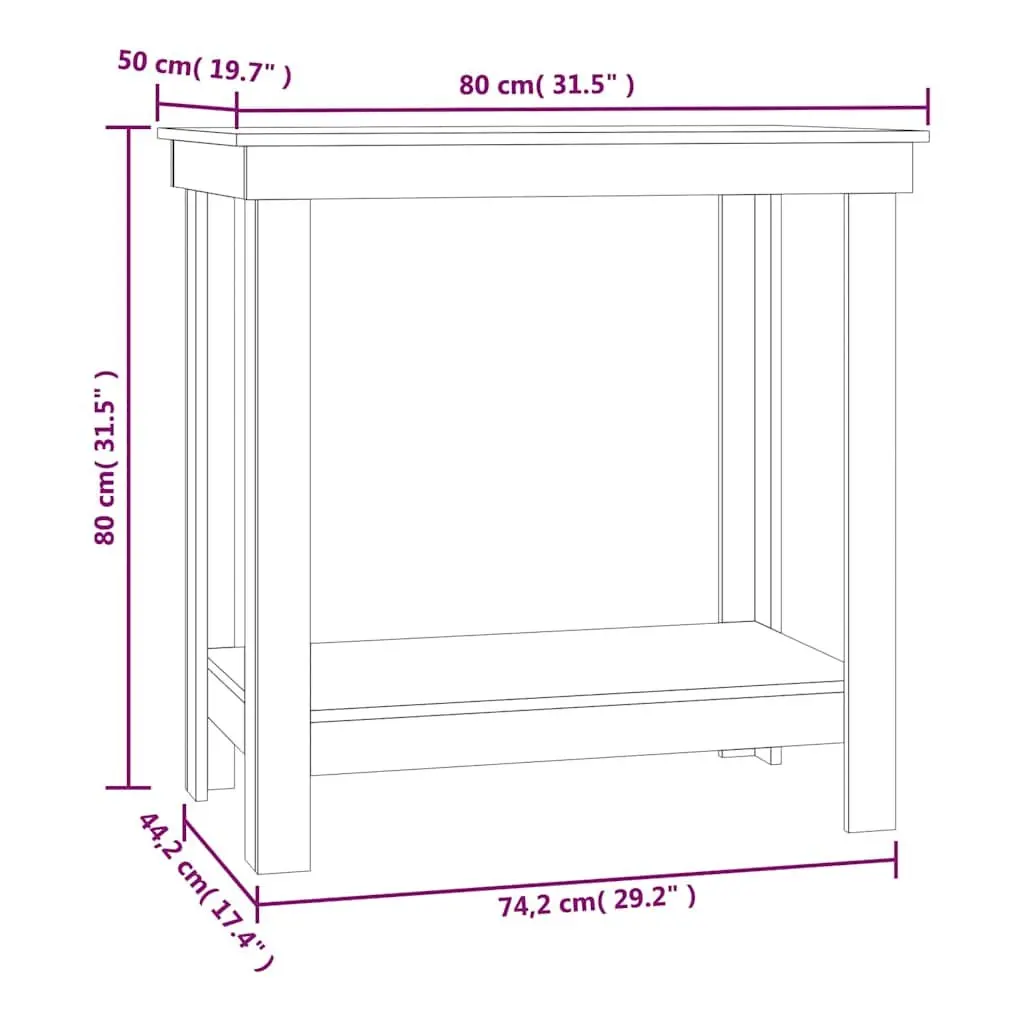 Work Bench 80x50x80 cm Solid Wood Pine Storage Table Garage Workshop