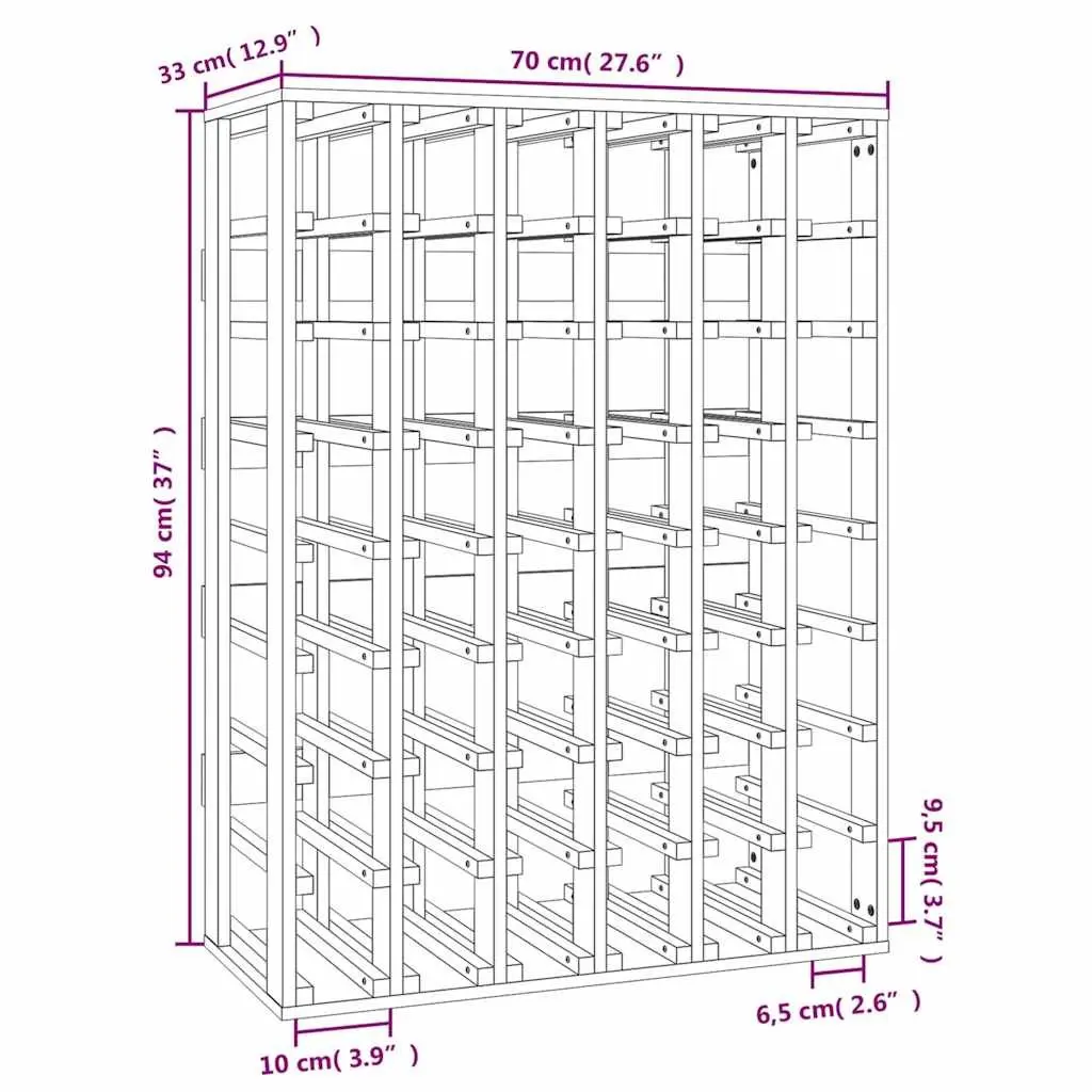 Wine Rack 70x33x94 cm in Solid Pine