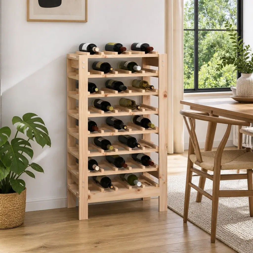 Wooden Wine Rack Solid Pine 61.5x30x107.5 cm Brown