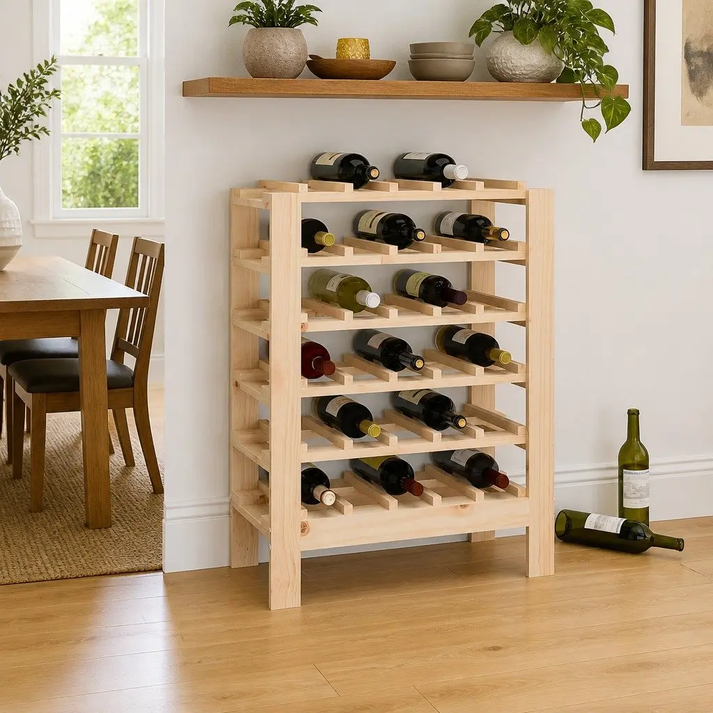 Wine Rack Storage Cabinet 61.5x30x82 cm Solid Pine Wood Brown Display Holder