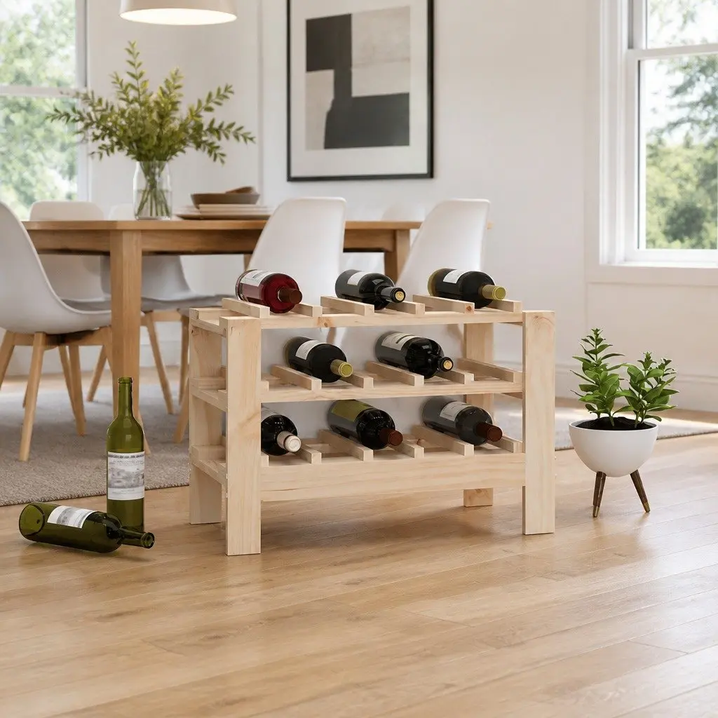 Wine Rack 61.5x30x42 cm Solid Pine