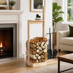 Your Ideal Wooden Log Holder for Cozy Firewood Storage 33.5x30x110 cm