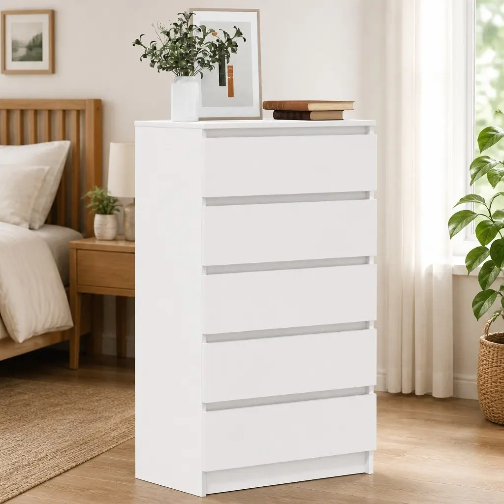 Drawer Cabinet White 60x36x103 cm 5 Drawers Engineered Wood