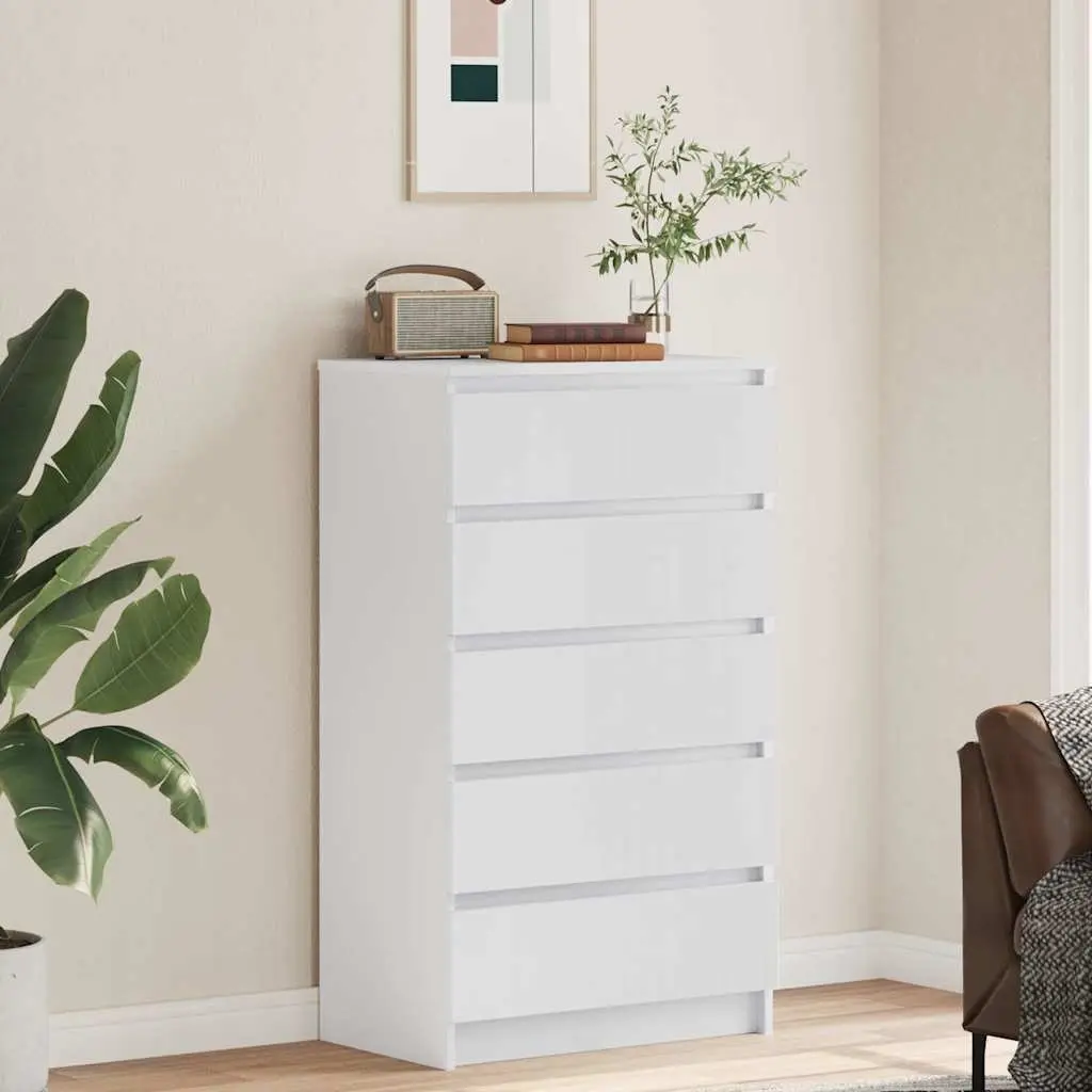 Drawer Cabinet White 60x36x103 cm 5 Drawers Engineered Wood