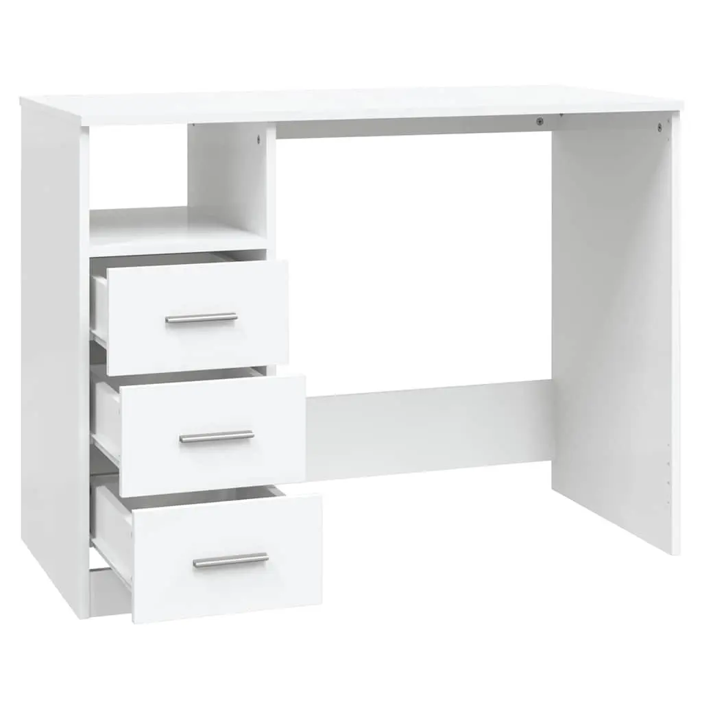 Office Desk with 3 Drawers White 102x50x76cm Storage Computer Desk Engineered