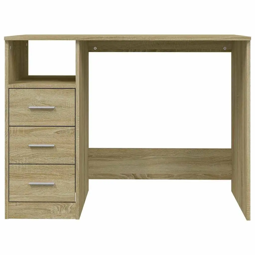 Office Desk with 3 Drawers Brown Engineered Wood Study Computer Workstation