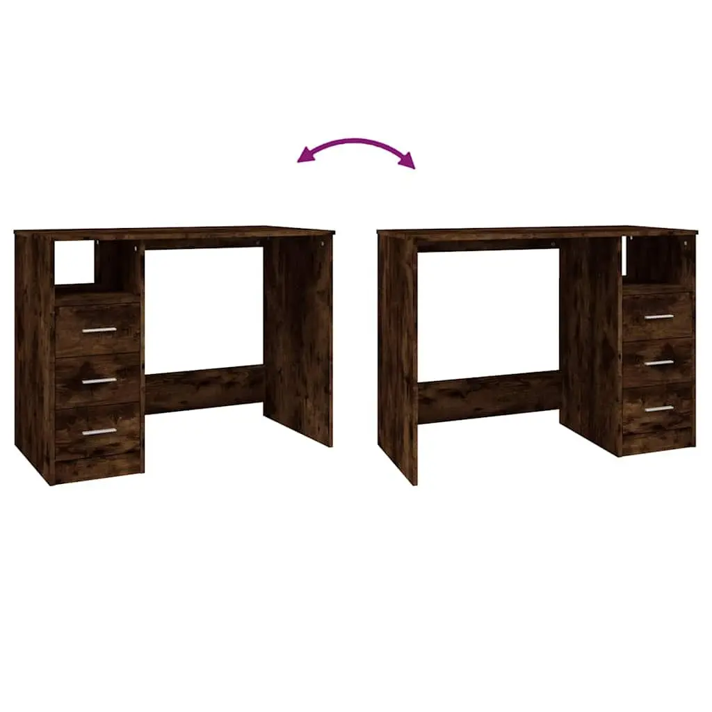 Office Desk with 3 Drawers Open Compartment Brown Engineered Wood Study Table