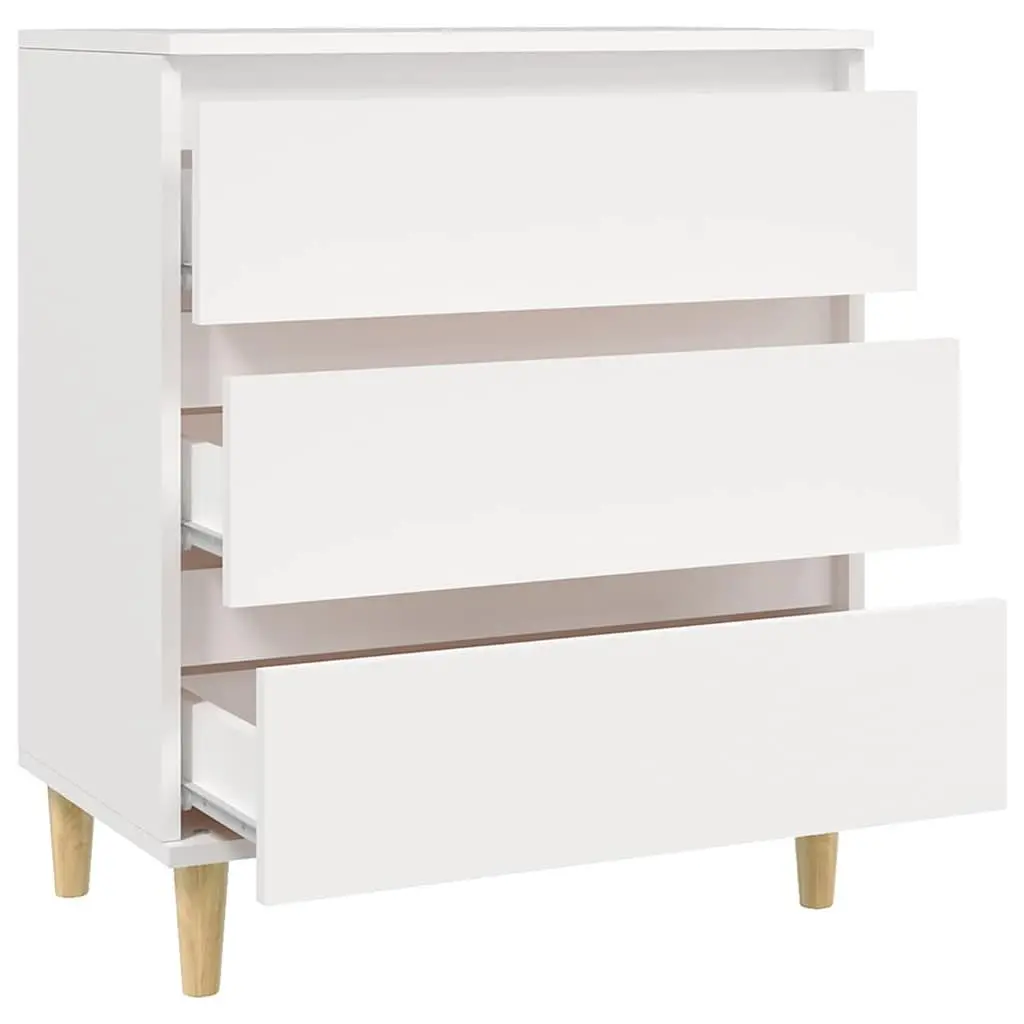 Sideboard White Engineered Wood 60x35x70 cm 3 Drawers Storage Cabinet