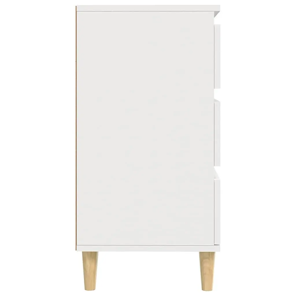 Sideboard White Engineered Wood 60x35x70 cm 3 Drawers Storage Cabinet