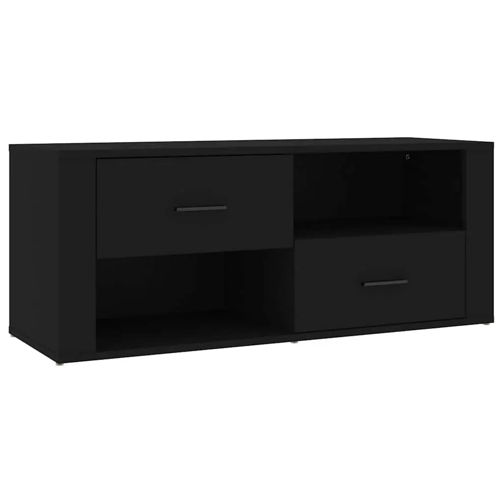 TV Cabinet Black Engineered Wood Storage Unit 100 x 35 x 40 cm