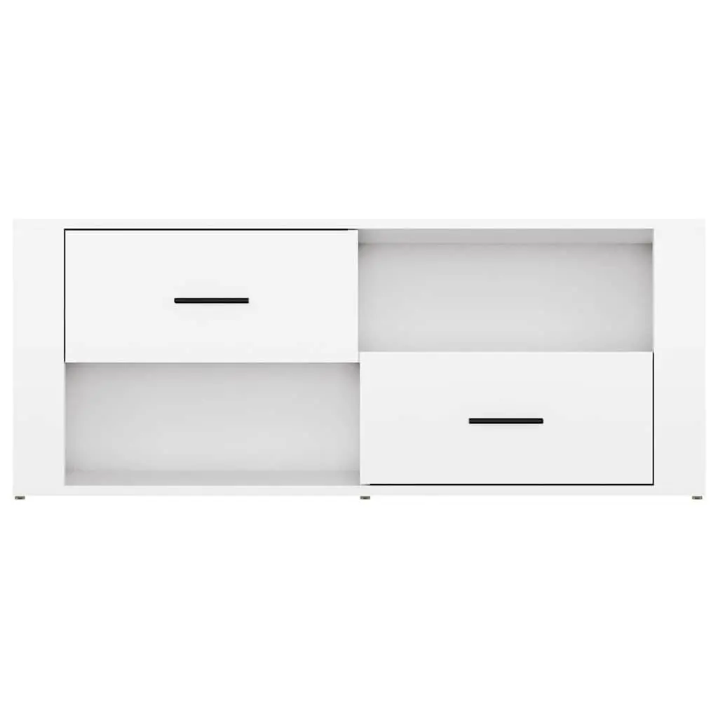 TV Cabinet High Gloss White Engineered Wood Media Storage Unit