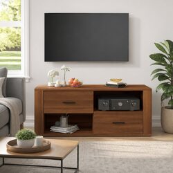 TV Cabinet Brown Oak 100x35x40 cm Media Storage Unit Engineered Wood Drawers
