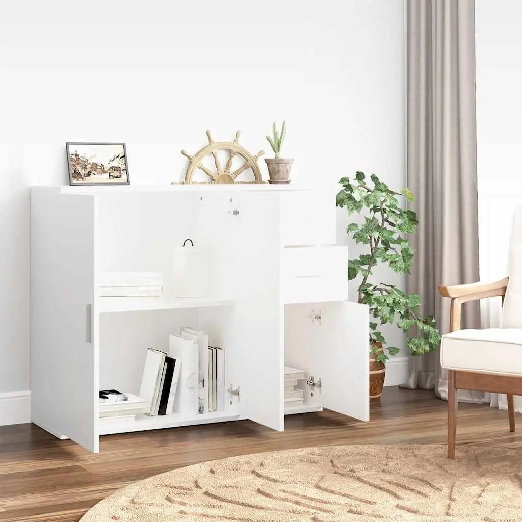 White Sideboard 91x29.5x75 cm for Easy Organization