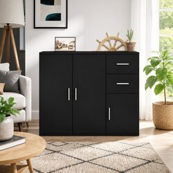 Friendly Black Sideboard Cabinet for Your Space 91x29.5x75cm