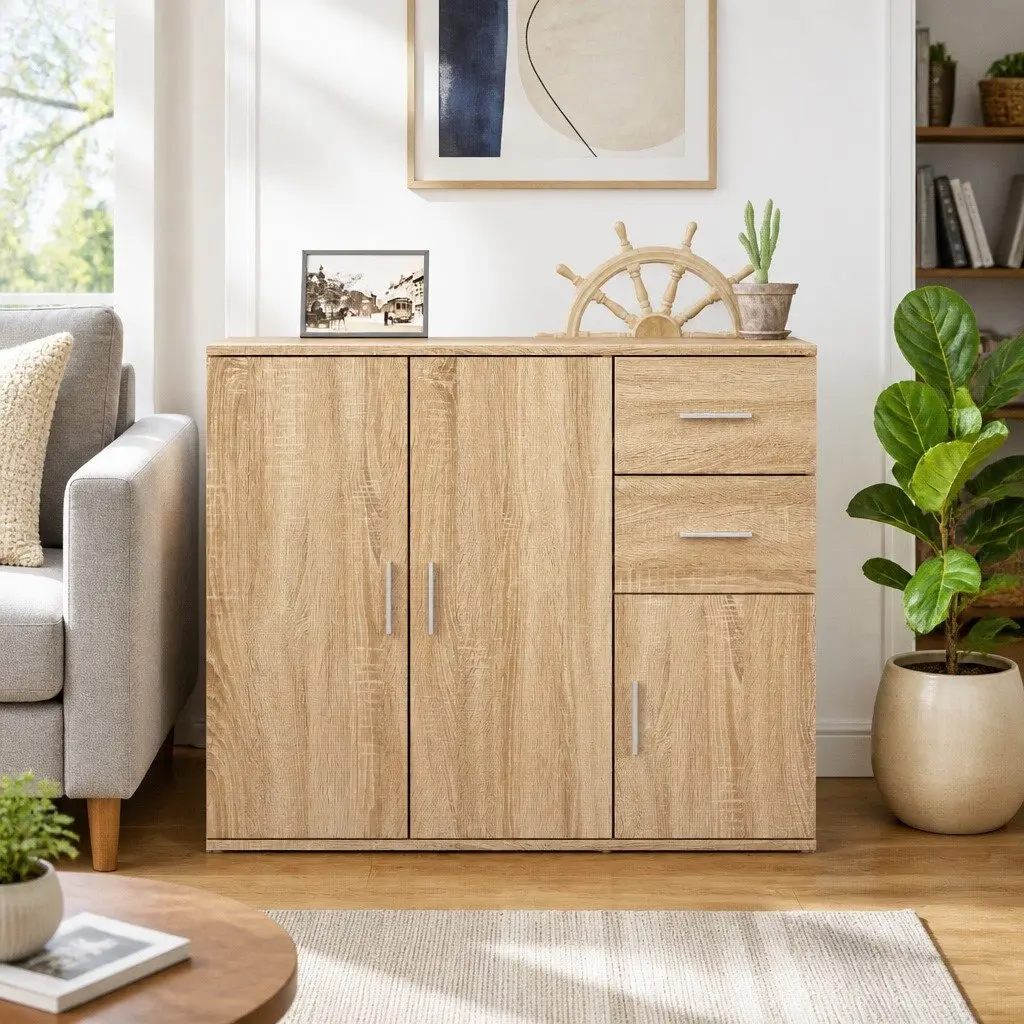 Brown Sideboard with Storage and Style 91x29.5x75cm