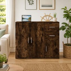 Sideboard Storage Cabinet Brown Engineered Wood 91x29.5x75cm Cupboard Buffet