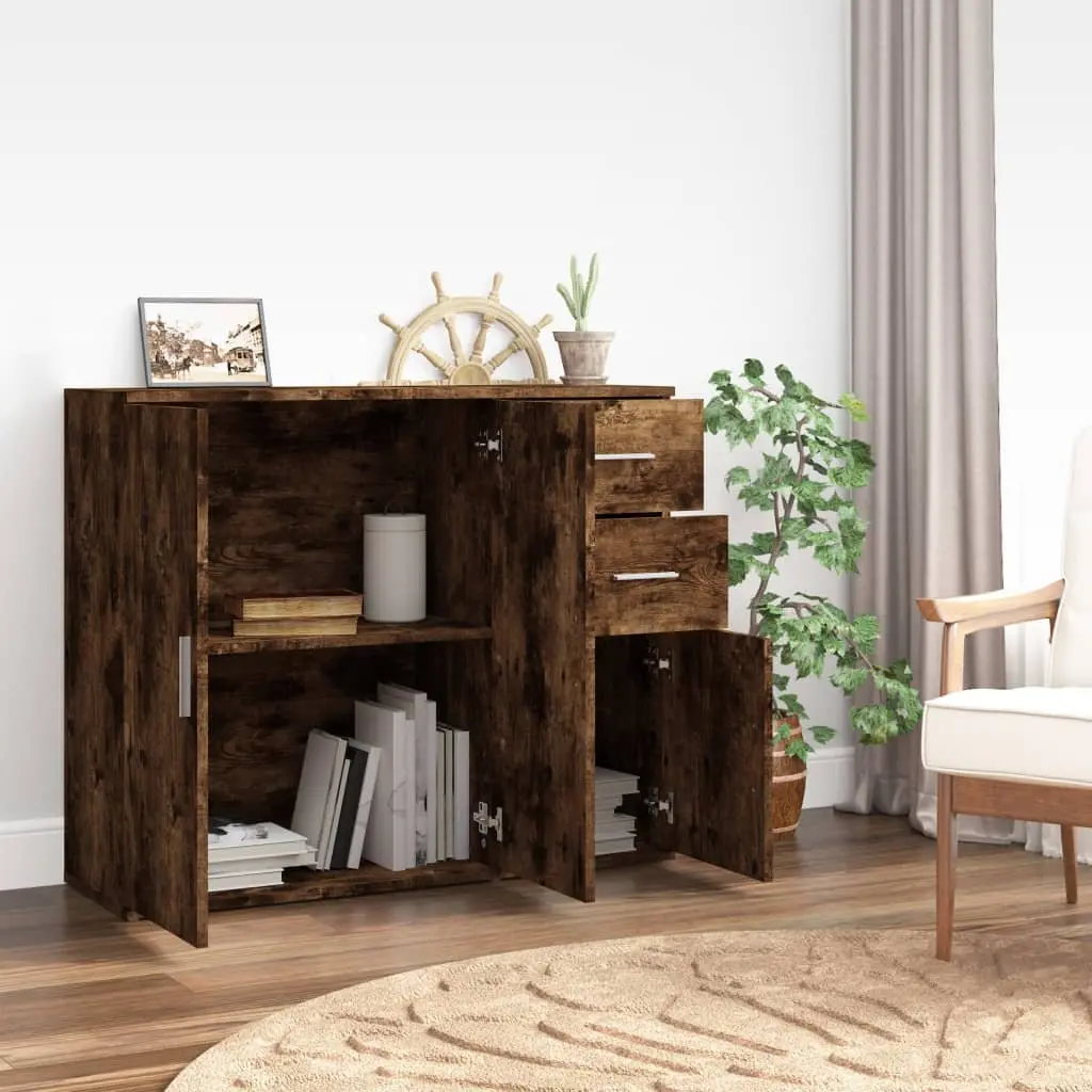 Sideboard Storage Cabinet Brown Engineered Wood 91x29.5x75cm Cupboard Buffet