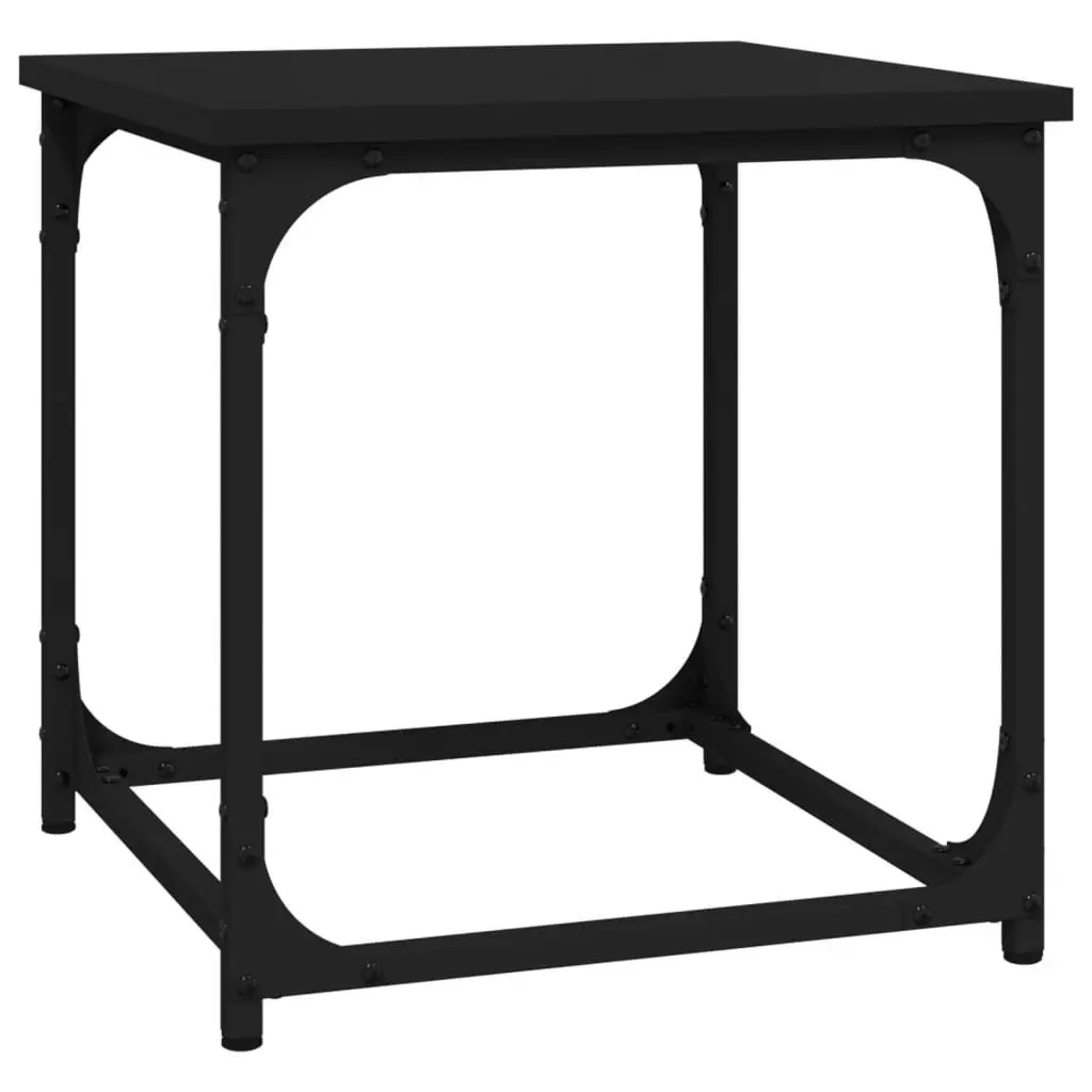 Side Table Adjustable Legs Steel Frame Black 40x40x40cm