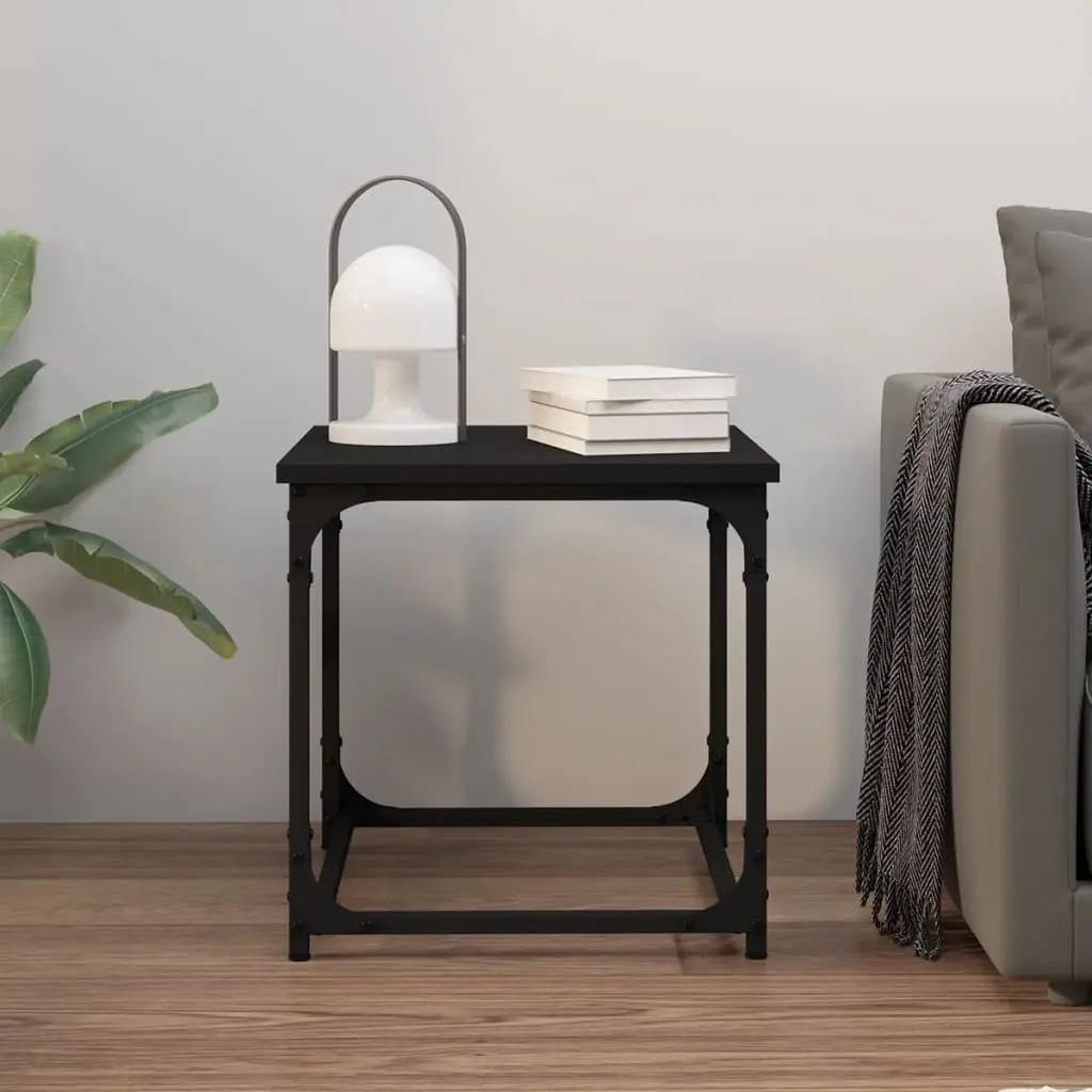 Side Table Adjustable Legs Steel Frame Black 40x40x40cm