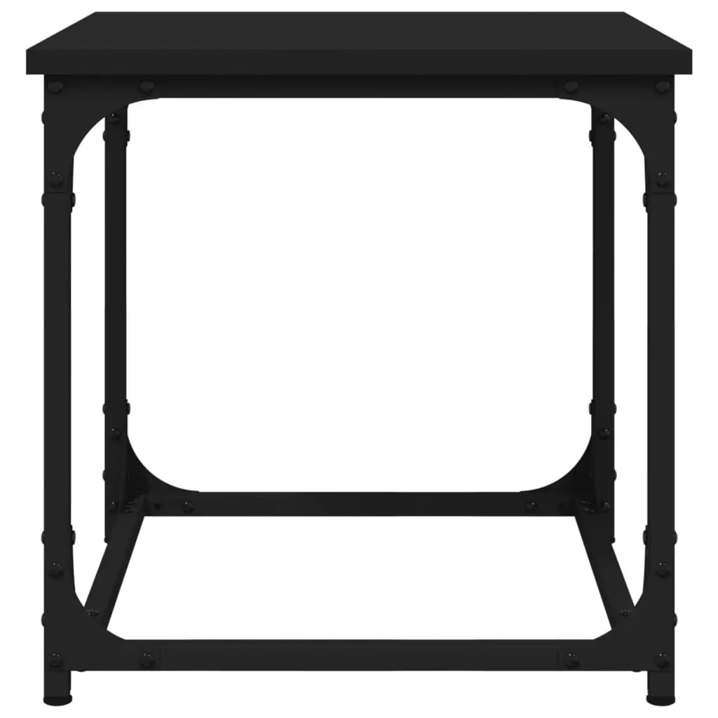 Side Table Adjustable Legs Steel Frame Black 40x40x40cm
