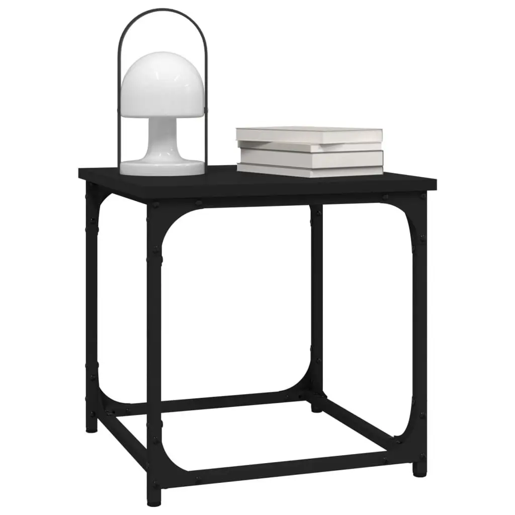 Side Table Adjustable Legs Steel Frame Black 40x40x40cm