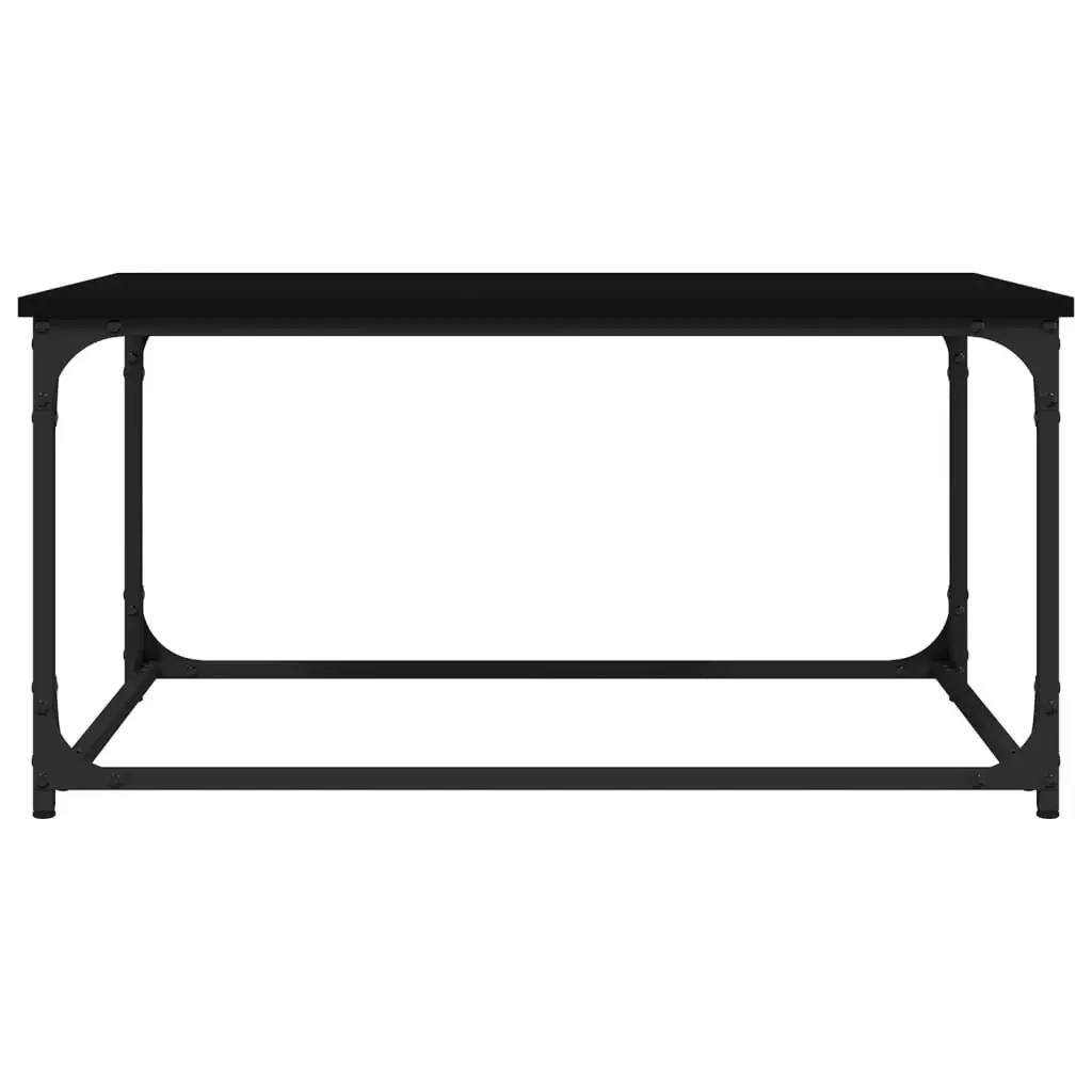 Coffee Table Black Engineered Wood Iron Frame 80L x 50W x 40H cm