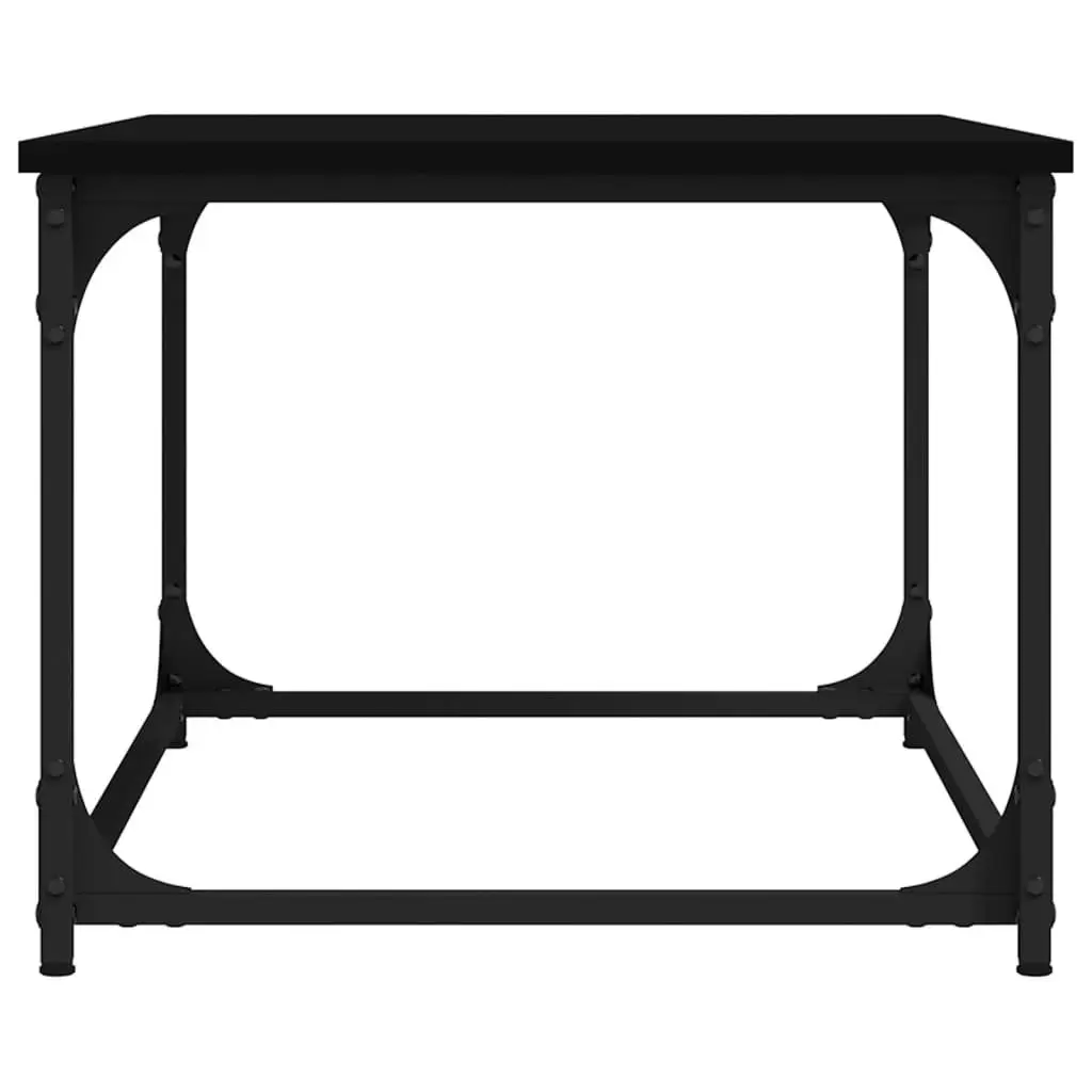 Coffee Table Black Engineered Wood Iron Frame 80L x 50W x 40H cm