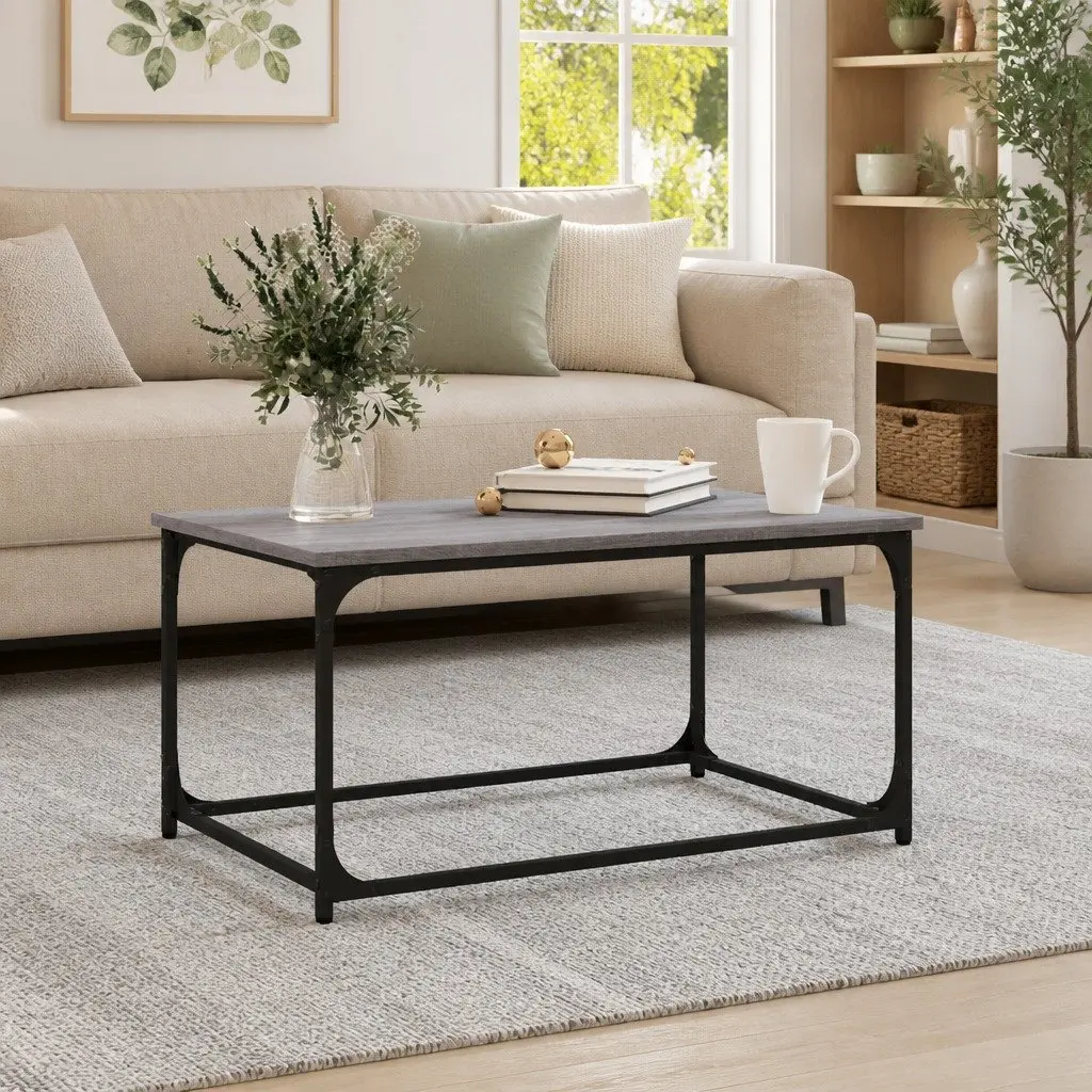 Coffee Table Grey Sonoma Engineered Wood Iron Frame 80x50x40 cm