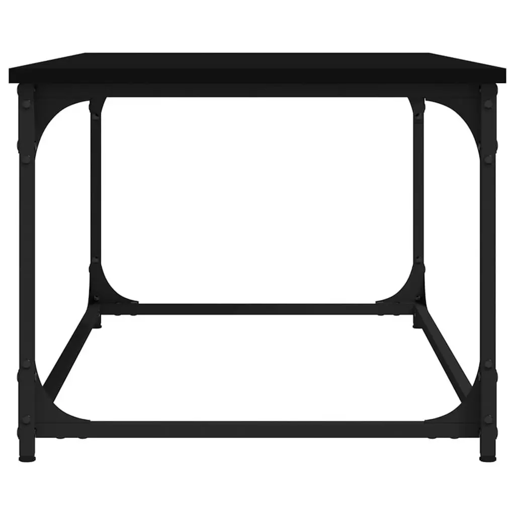 Black Coffee Table Engineered Wood Top Iron Frame Compact Size 102cm x 50cm x 40cm