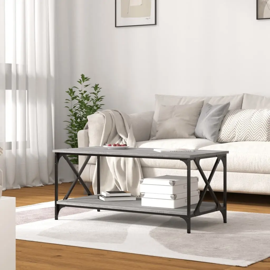 Grey Coffee Table with Open Shelf