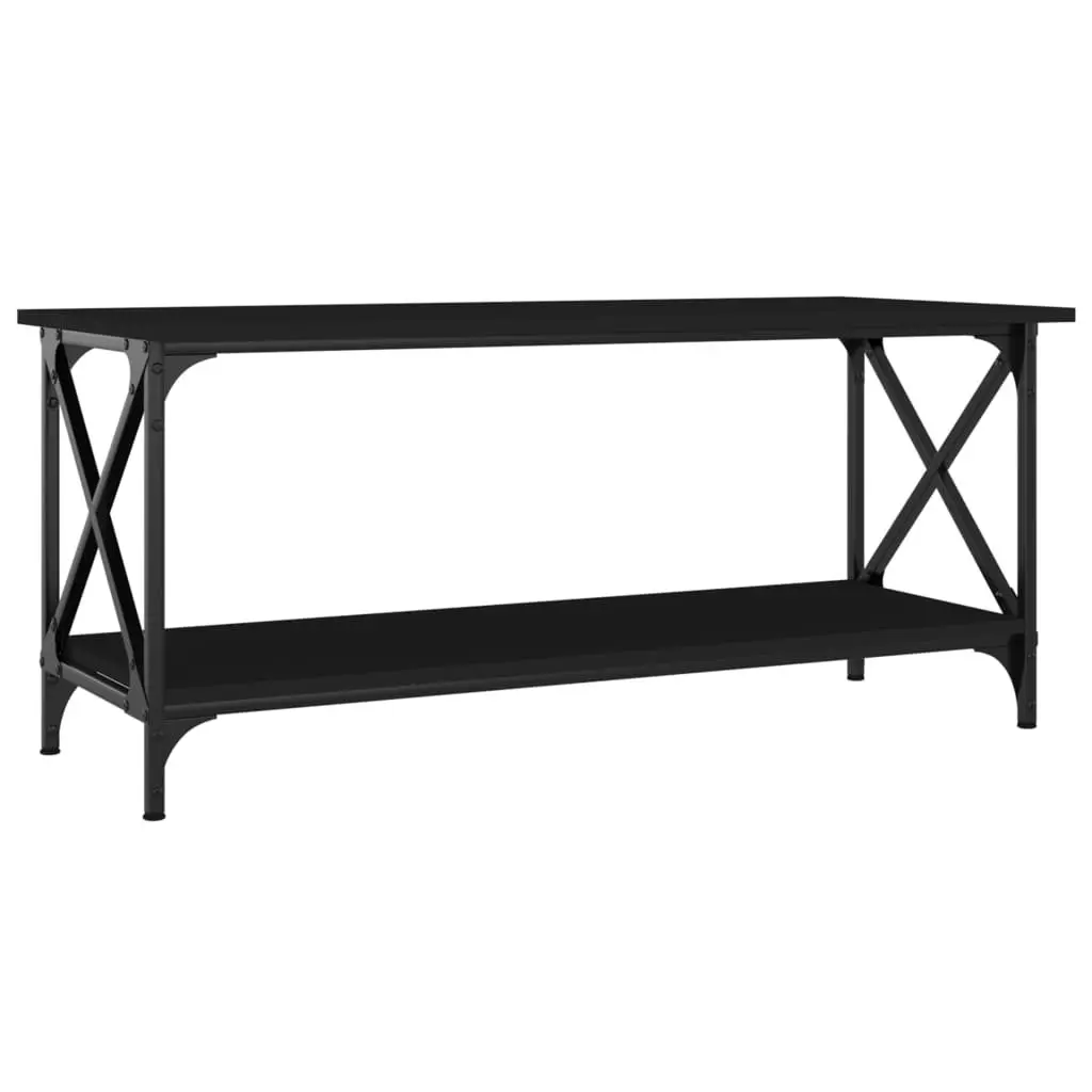Coffee Table Black Engineered Wood Iron Frame Living Room Accent Furniture
