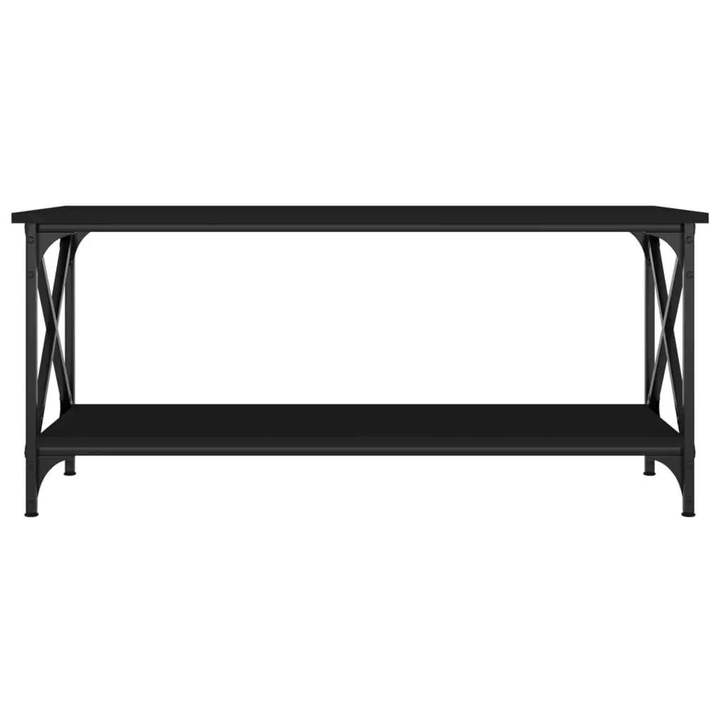 Coffee Table Black Engineered Wood Iron Frame Living Room Accent Furniture
