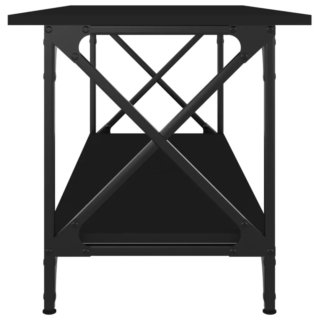 Coffee Table Black Engineered Wood Iron Frame Living Room Accent Furniture