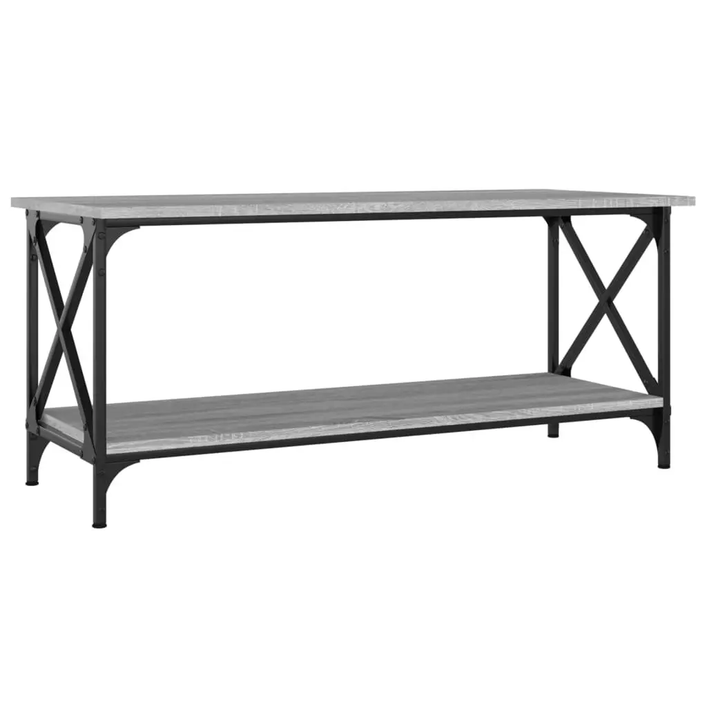 Coffee Table Grey Engineered Wood Open Shelf 100 x 45 x 45 cm