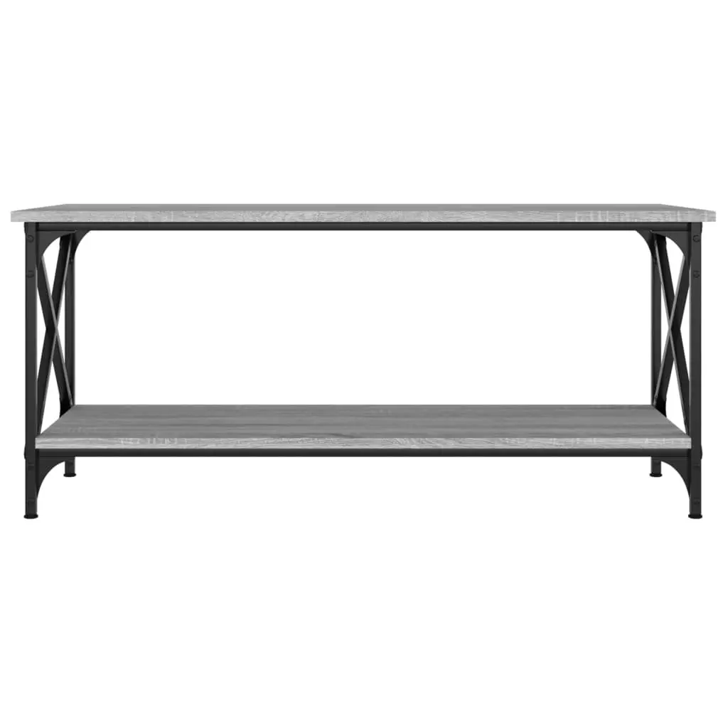 Coffee Table Grey Engineered Wood Open Shelf 100 x 45 x 45 cm