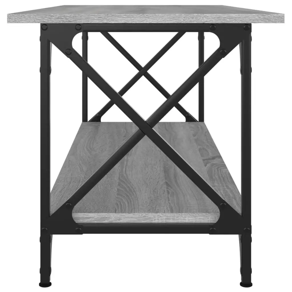 Coffee Table Grey Engineered Wood Open Shelf 100 x 45 x 45 cm