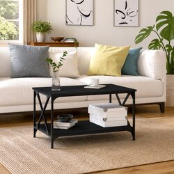 Your New Black Coffee Table with Open Shelf for Comfort