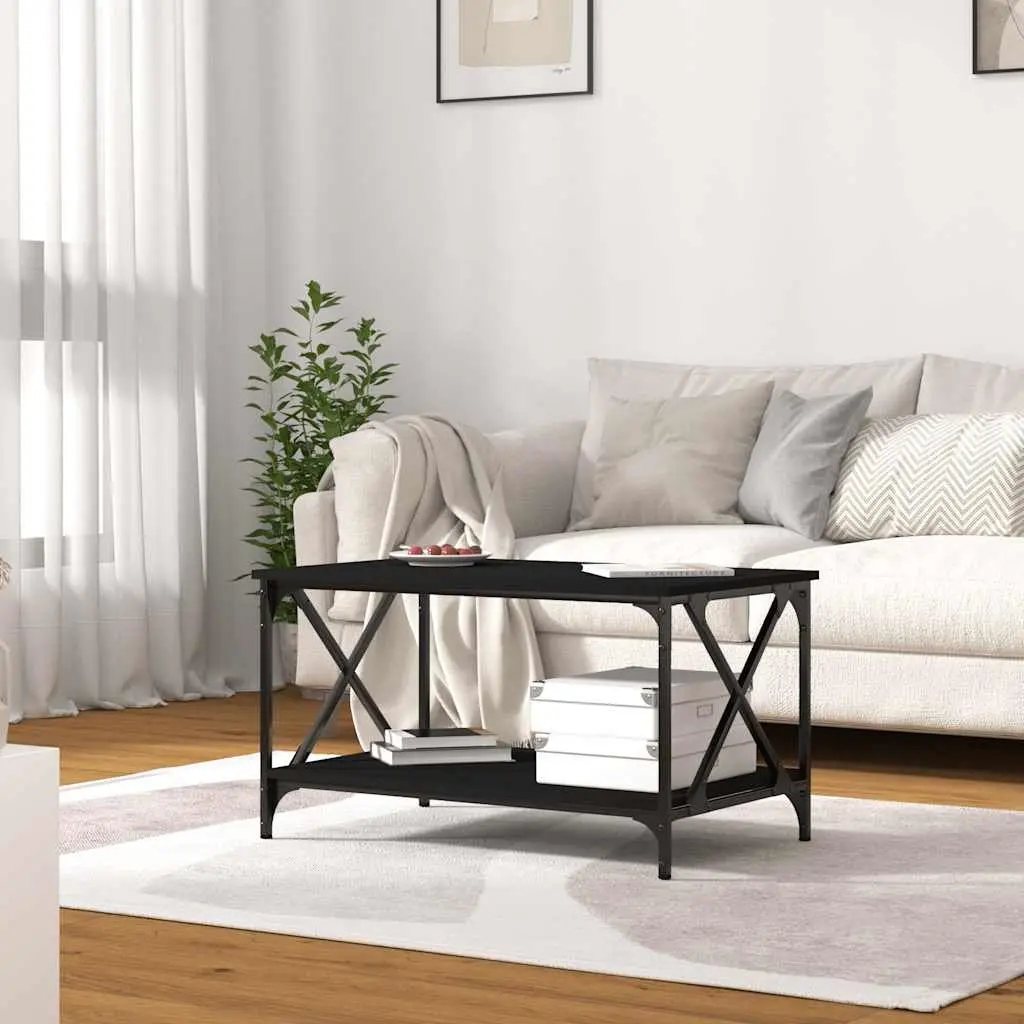 Black Coffee Table with Open Shelf for Comfort