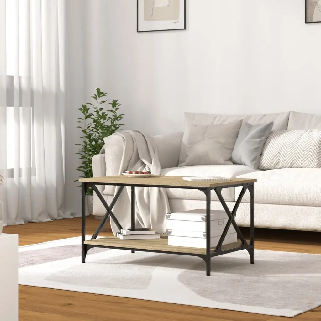 Coffee Table Brown Engineered Wood Open Shelf 80L x 50W x 45H cm