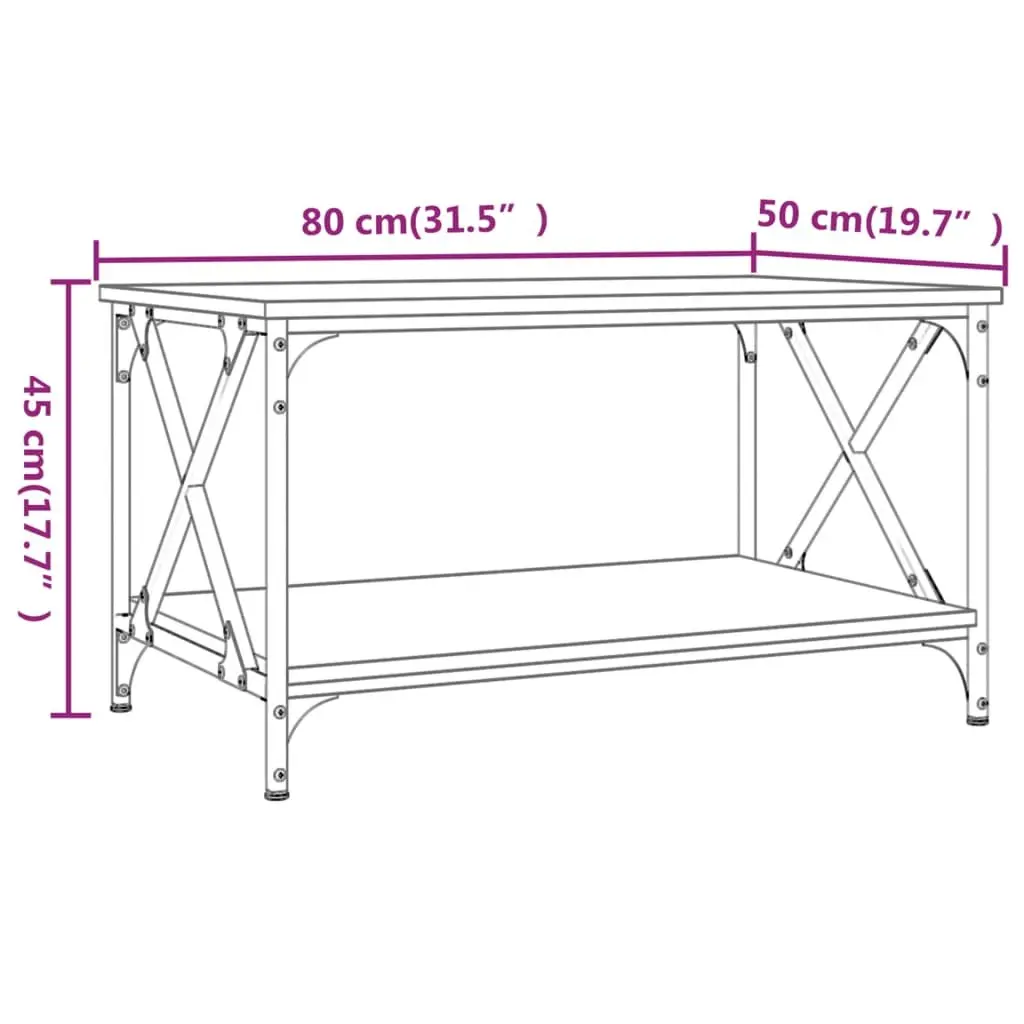 Coffee Table Brown Engineered Wood Open Shelf 80L x 50W x 45H cm