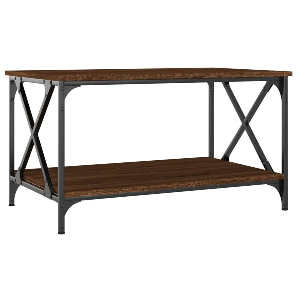 Coffee Table Brown Oak Open Shelf 80x50x45 cm