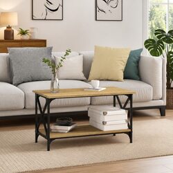 Friendly Brown Coffee Table with Open Shelf for You