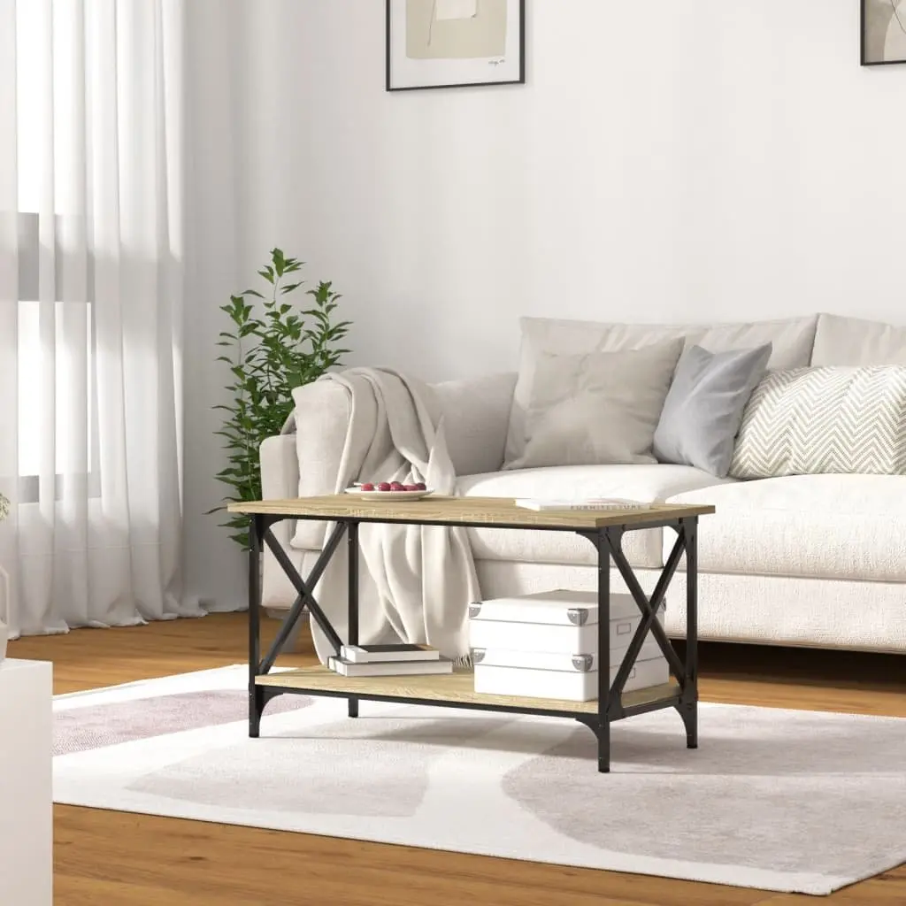 Coffee Table Brown Engineered Wood Open Shelf 80 x 45 x 45 cm