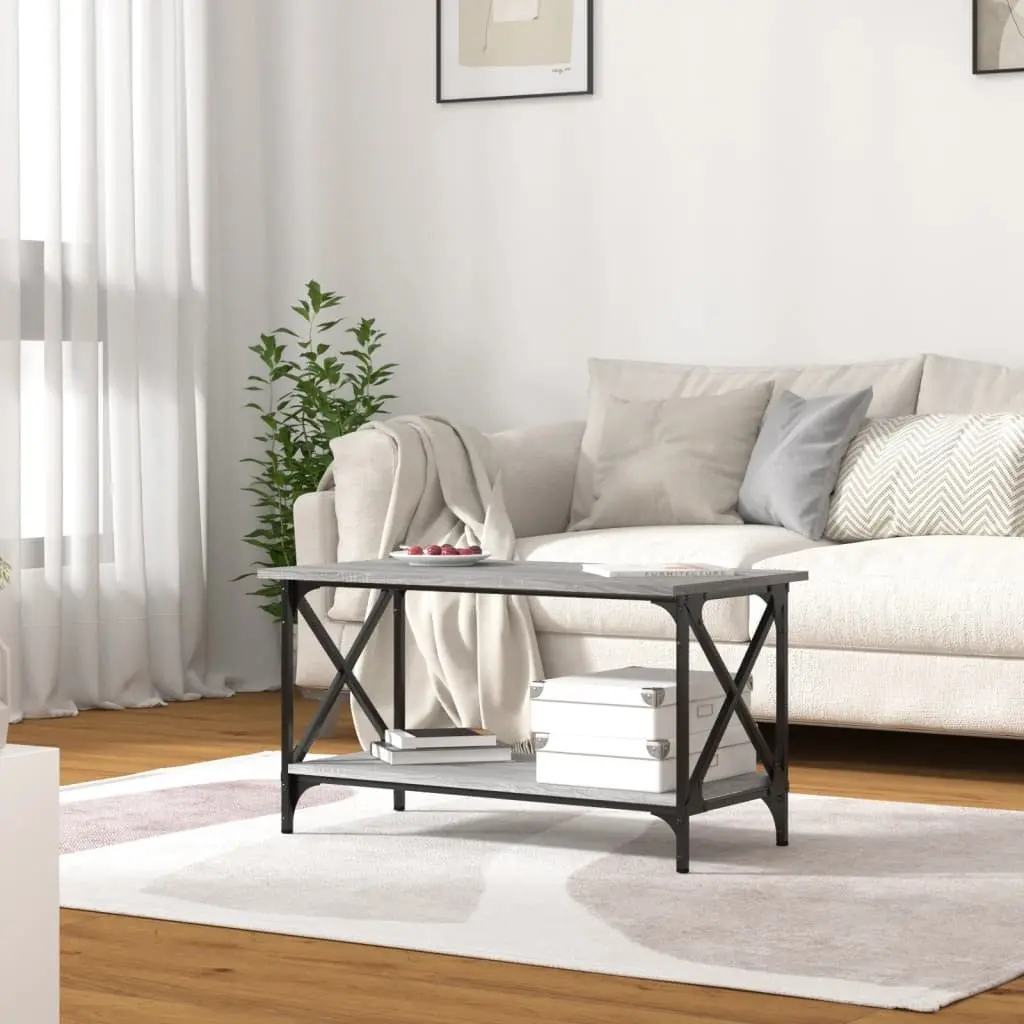 Coffee Table Grey Sonoma Open Shelf 80W x 45D x 45H cm